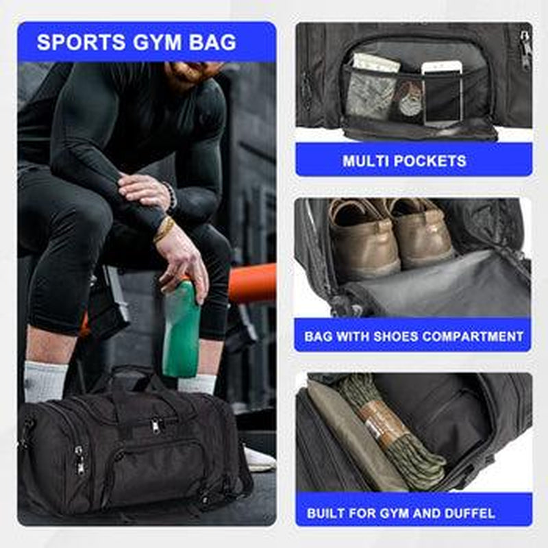 Large Waterproof Duffel Bag - Foldable Sports Gym Bag with Shoe Compartment | Travel & Fitness Storage